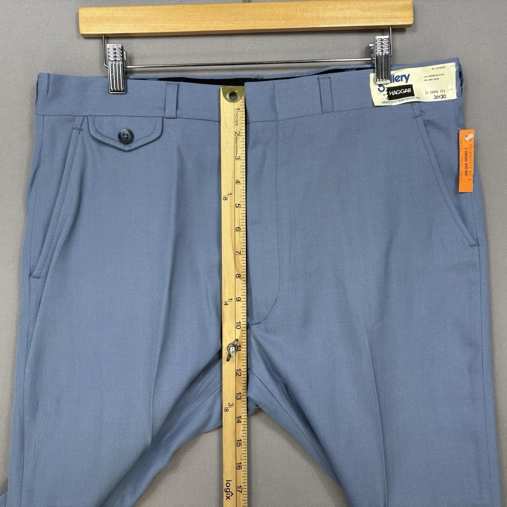 VTG 70's Gallery by Haggar 36x30 Blue Dacron Deadstock Leisure Dress Pants NWT - Picture 4 of 16